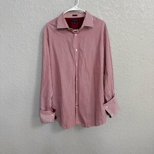 (SOLD) Banana Tepublic Men's Red Striped Shirt size XL